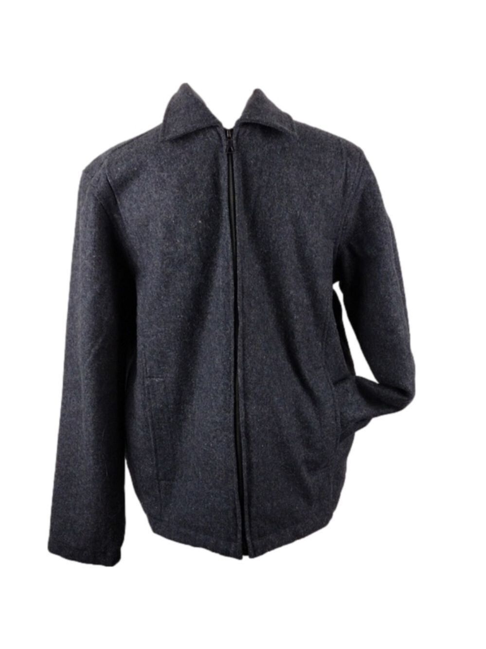 Steve & Barry's Wool Collection Gray Pointed Collar Long Sleeve Zip Up Coat